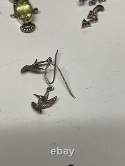 Lot de boucles d'oreilles vintage en argent sterling 925 - 41 paires - 108 grammes de bijoux