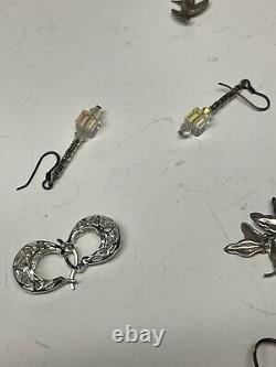 Lot de boucles d'oreilles vintage en argent sterling 925 - 41 paires - 108 grammes de bijoux