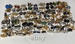Lot énorme de boutons de manchette pour hommes vintage en métaux mixtes, argent sterling, or rempli et gemmes Art Déco