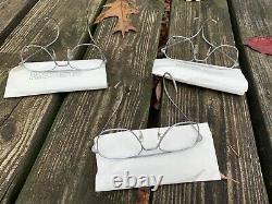 Lunettes De Soleil Vintage American Optical Aviator Sunglasses Trois Paires Cadres Silver Matte