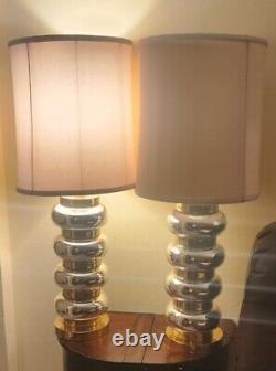 MCM Paire de lampes rares et vintage en verre de mercure et laiton massif