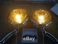Nouvelle Paire De Petites Lampes De Brouillard De Style Vintage De 6 Volts Avec Capuchon De Brouillard Et Supports Chromés