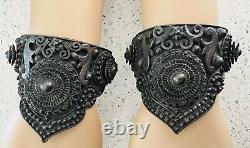 PAIRE DE BRACELETS ANTIQUES EN ARGENT STERLING SIAM THAÏ INTRICATES DE DANSEUR