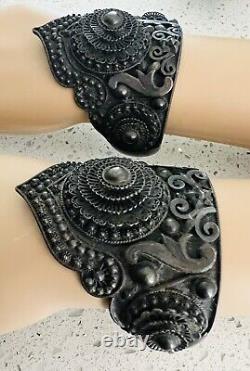 PAIRE DE BRACELETS ANTIQUES EN ARGENT STERLING SIAM THAÏ INTRICATES DE DANSEUR