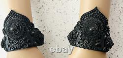 PAIRE DE BRACELETS ANTIQUES EN ARGENT STERLING SIAM THAÏ INTRICATES DE DANSEUR