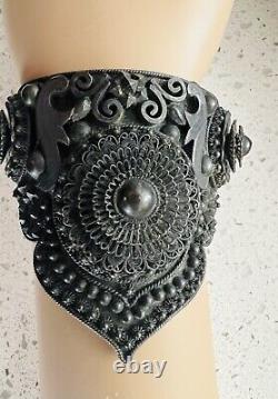 PAIRE DE BRACELETS ANTIQUES EN ARGENT STERLING SIAM THAÏ INTRICATES DE DANSEUR