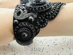 PAIRE DE BRACELETS ANTIQUES EN ARGENT STERLING SIAM THAÏ INTRICATES DE DANSEUR