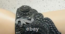 PAIRE DE BRACELETS ANTIQUES EN ARGENT STERLING SIAM THAÏ INTRICATES DE DANSEUR