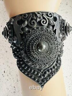 PAIRE DE BRACELETS ANTIQUES EN ARGENT STERLING SIAM THAÏ INTRICATES DE DANSEUR