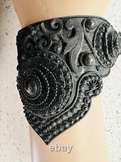 PAIRE DE BRACELETS ANTIQUES EN ARGENT STERLING SIAM THAÏ INTRICATES DE DANSEUR