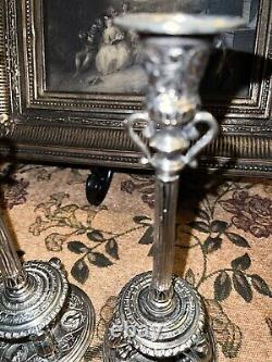 PAIRE DE CHANDELIERS EN ARGENT MAITLAND RÉGENCE BAROQUE VINTAGE AVEC PATTES DE LION SMITH