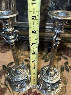PAIRE DE CHANDELIERS EN ARGENT MAITLAND RÉGENCE BAROQUE VINTAGE AVEC PATTES DE LION SMITH