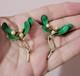 Paire De Broches En Argent 800 Émaillé Vert Vintage Avec Perles Heinrich Levinger
