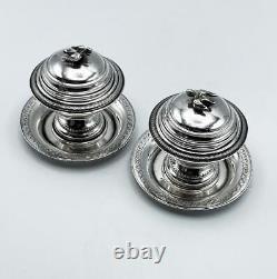 PAIR DE VINTAGE MINIATURES DE MAISONS DE POUPÉES EN ARGENT ÉGYPTIEN c1950 MOYEN-ORIENT