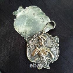Pair Antique Art Nouveau Sterling Silver Slide Locket & Vintage Broch/pendentif