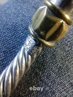 Pair Vintage 925 Argent Sterling Malachite Câble Cuff Bracelets Taxco Mexique