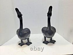 Pair Vintage Grand Cast Iron Geese 14 Tall 8 Lbs. 6 Oz. Oui. Décor, Portes D'arrêt