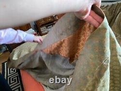 Paire (2) De Panneaux De Draperie De Fortuny Persiano Vintage En Apricot Sur Argent