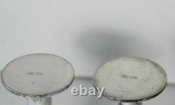 Paire (2) Vintage MID 20thc Moderne Swid Powell Argent Plate Bougeoirs