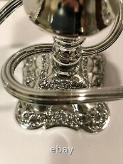 Paire Antique / Vintage Silver Plate 3 Light Candelabra Bougeoirs