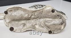 Paire Antique Vintage de Sculptures en Métal Argenté de Faisans 19 x 5 x 3