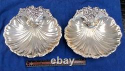 Paire D'ancienne Roseau & Barton 11.5 Sterling Silver Scallop Shell Bowls #rs98