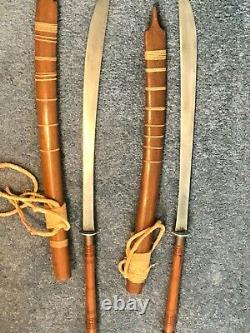 Paire D'épées Anciennes Birmanes Thaïlandaises Dha