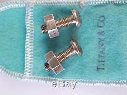 Paire De Boutons De Manchette Vintage Pair Tiffany & Co En Argent Sterling Avec Écrou Et Boulon