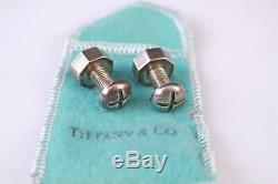 Paire De Boutons De Manchette Vintage Pair Tiffany & Co En Argent Sterling Avec Écrou Et Boulon