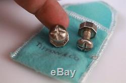 Paire De Boutons De Manchette Vintage Pair Tiffany & Co En Argent Sterling Avec Écrou Et Boulon