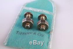 Paire De Boutons De Manchette Vintage Pair Tiffany & Co En Argent Sterling Avec Écrou Et Boulon