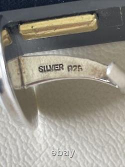 Paire De Boxed Vintage Sterling Silver & Enamel Cufflinks + Cartouches De Hippocampe