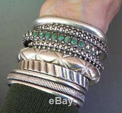 Paire De Bracelets Manchette En Perles De Rocailles Vintage Argentées Du Sud-ouest De Fred Harvey