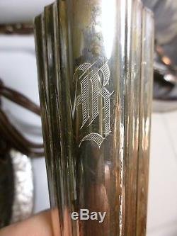 Paire De Chandeliers Monogrammés Whiting Millésime En Argent Massif Et Sterling
