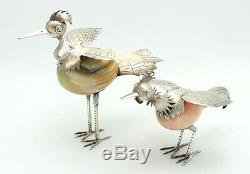 Paire De Figurines D'oiseaux Vintage En Argent Sterling 925 De Taxco Mexico