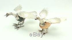 Paire De Fin Vintage Taxco & Hecho En Mexique Argent 925 Oiseaux Figurines