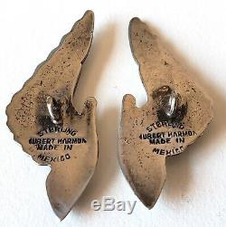 Paire De Grand Vintage Mexicain D'argent Buttonshubert Harmon Winged Handssigned