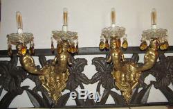 Paire De Lampes Murales Vintage, Candélabres Anges Chérubins