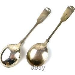 Paire De Millésime De Soupe En Argent Massif Type Spoons Mappin & Webb 19cm 149g