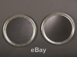 Paire De Miroirs Circulaires Français En Argent D'époque France Vers 1960 (23 1/4 Dia.)