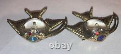 Paire De Rare Vintage Circa Années 1940 Argent Sterling Jelly Belly Poisson Brooch Coro