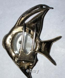 Paire De Rare Vintage Circa Années 1940 Argent Sterling Jelly Belly Poisson Brooch Coro