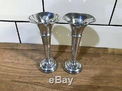 Paire De Sterling Silver Cannelée Bud Vases Vintage 1971 Jg Ltd B'ham 190gm