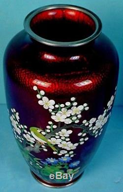 Paire De Vases De Fleurs De Cerisier Vintage En Argent Cloisonné Akasuke Japonais, Argent