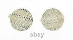 Paire De Vintage 1991 Tiffany & Co 925 Argent Sterling Round Wave Cufflinks