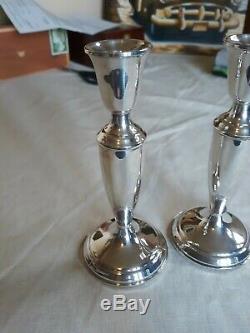 Paire De Vintage Towle Sterling. 925 Chandeliers / Supports 7,5