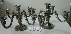 Paire De Vtg Reed & Barton 5 Arm Silverplated Candelabra #741 Candle Holders 9.5