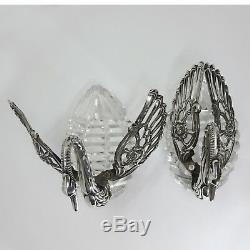 Paire Magnifique De Sel Vintage 835 Crystal Silver Swan Cellars Signé Albo