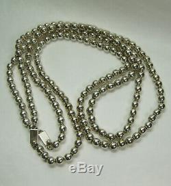 Paire Mexicaine Vintage Colliers D'argent Sterling 7mm Perles 30/33 Pouces 151 Grammes