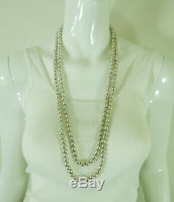 Paire Mexicaine Vintage Colliers D'argent Sterling 7mm Perles 30/33 Pouces 151 Grammes
